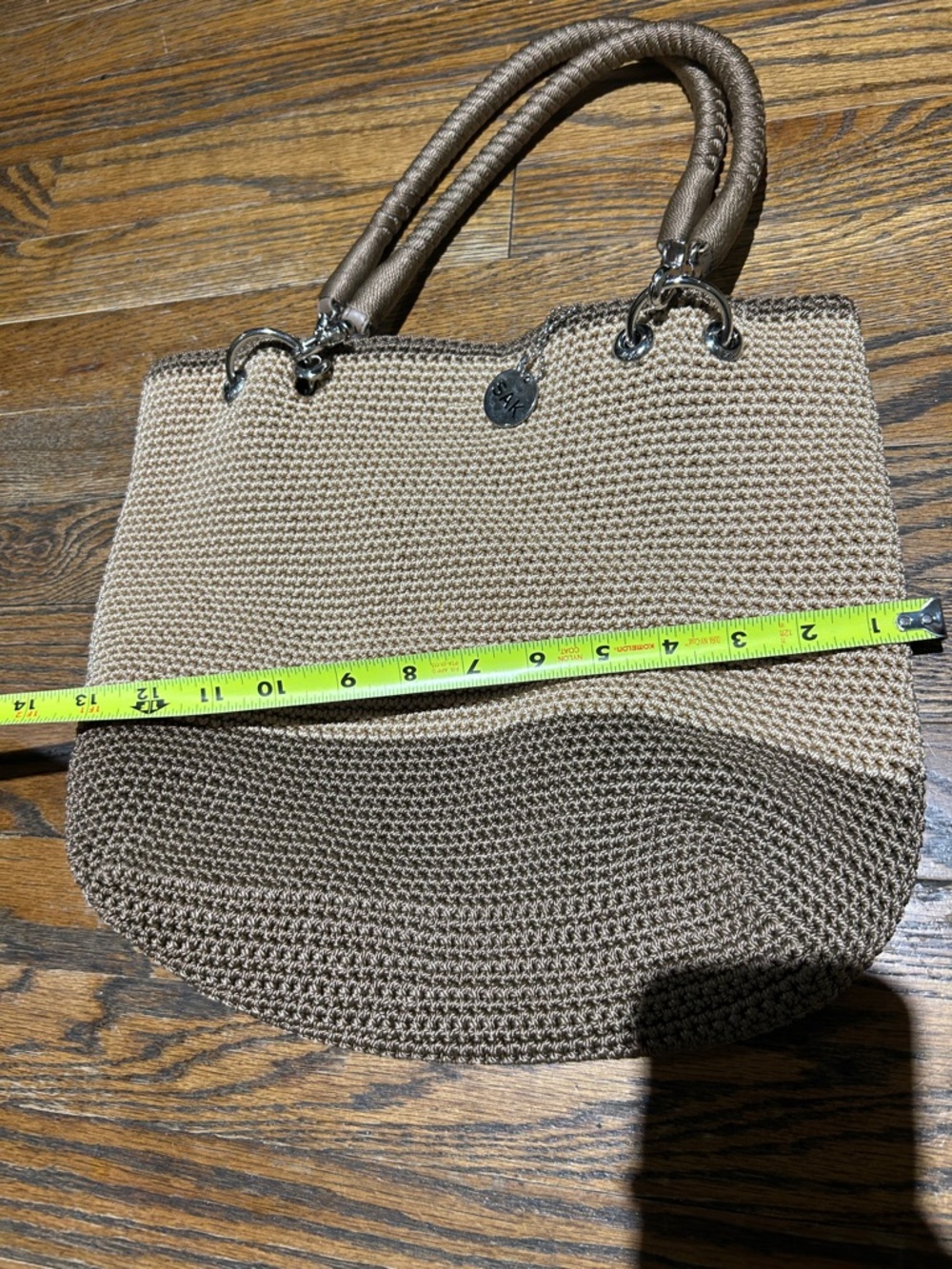 The Sak Two-Tone Woven Tote in Beige & Brown - Picture 3 of 9